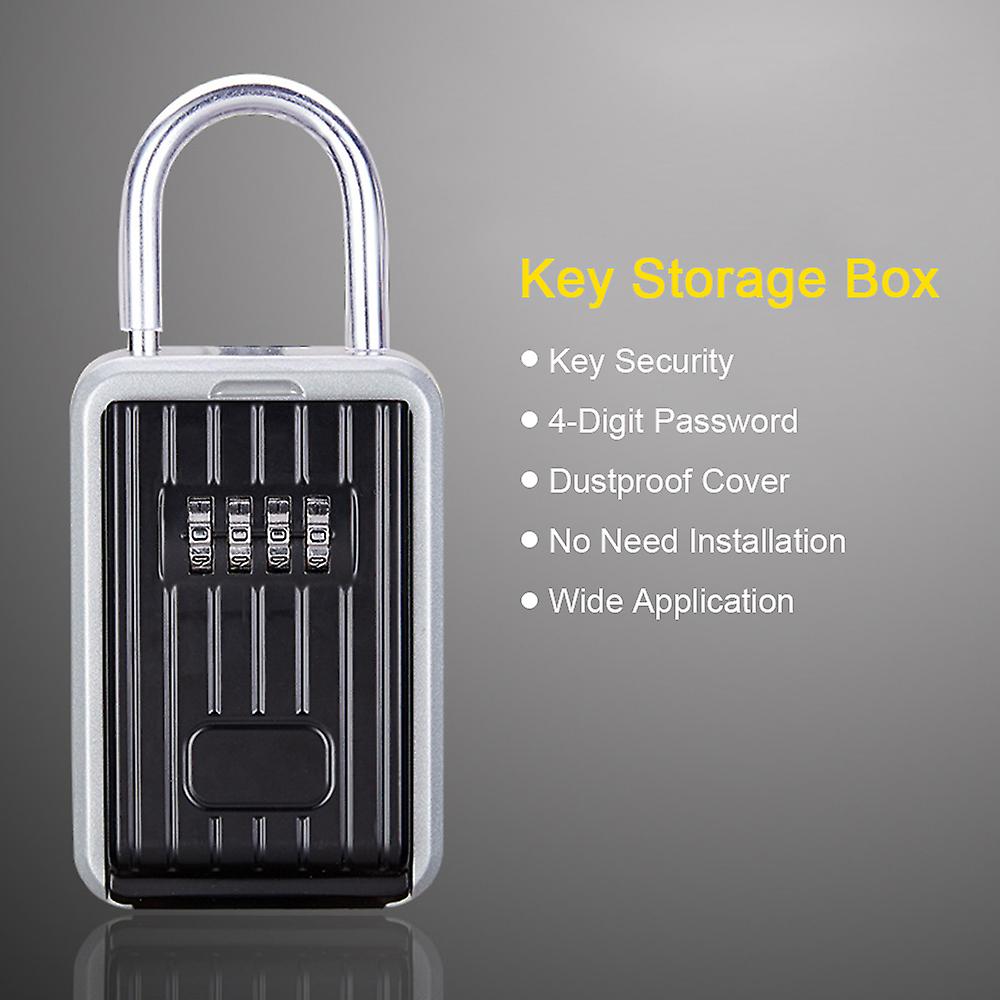 Key Safe Box With Dustproof Cover No Need To Install 4-digit Combination Password Outdoor Key Storage Box Key Padlock Case Resettable Code Key Holder