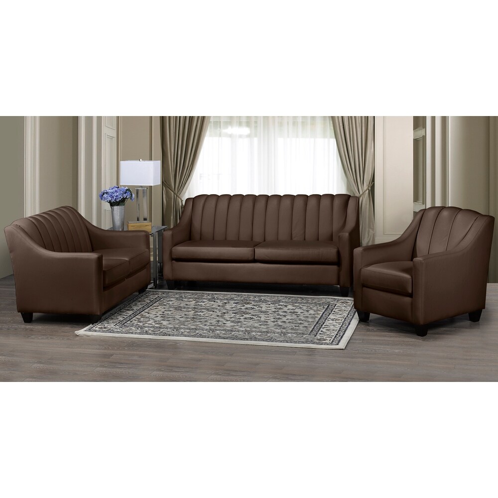 Edgware Top Grain Leather Sofa  Loveseat and Armchair Set