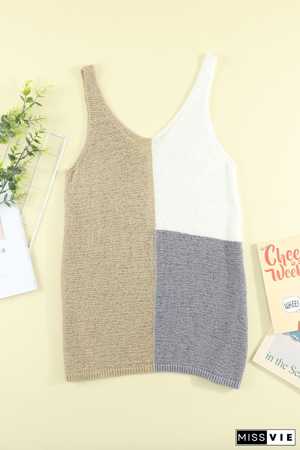 Color Block Knitted Tank Top