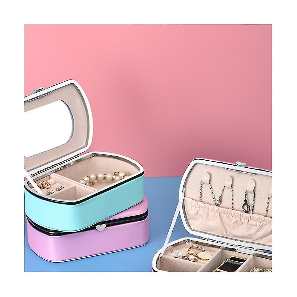 Portable Jewelry Storage Box Travel Organizer Jewelry Case Leather Storage Earrings Necklace Ring J