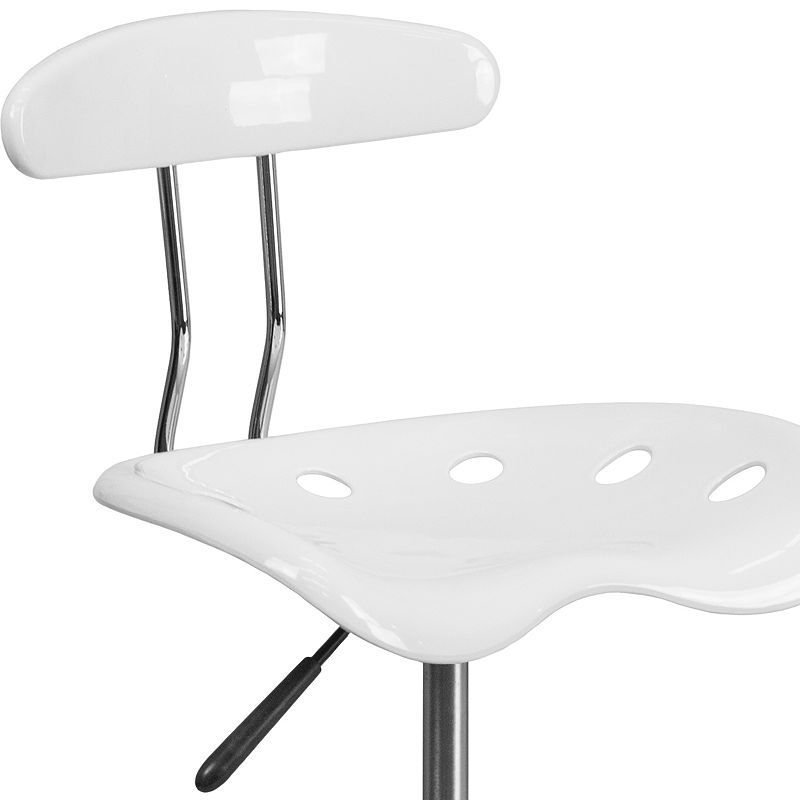 Flash Furniture Bradley White Tractor Seat Drafting Stool