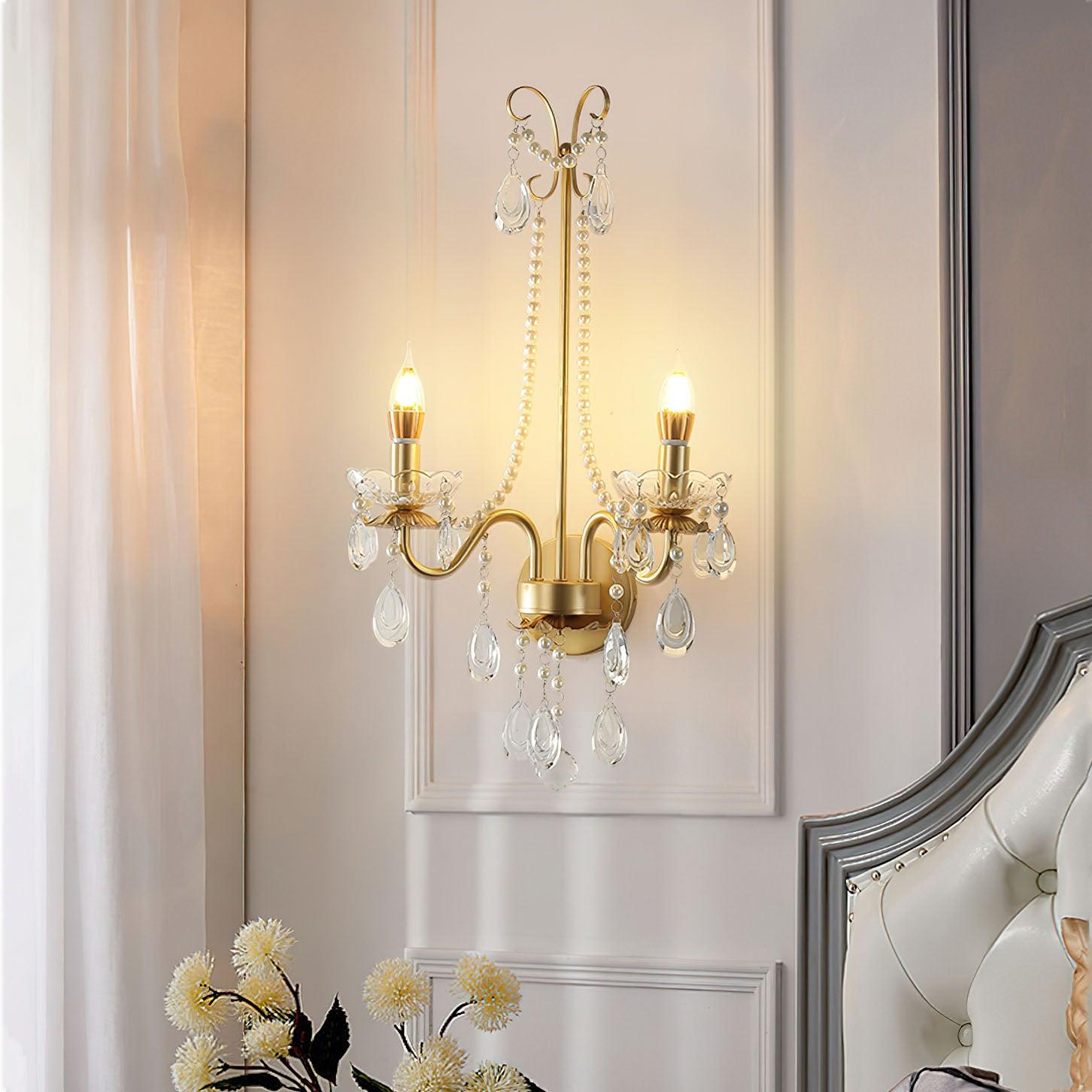 Crystal Pearl Chain Wall Lamp