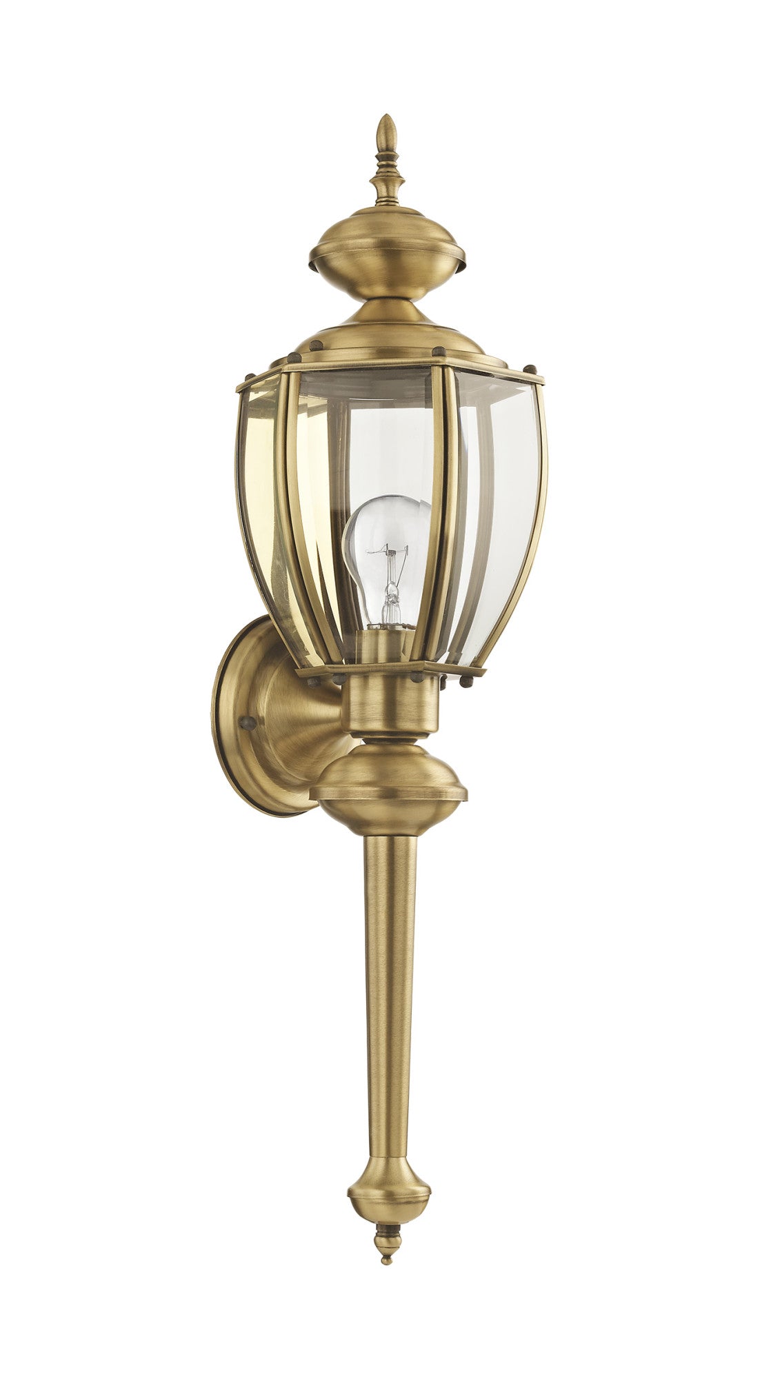 Livex Outdoor Basics 2112-02 Outdoor Wall Lantern - Polished Brass - 7W in.