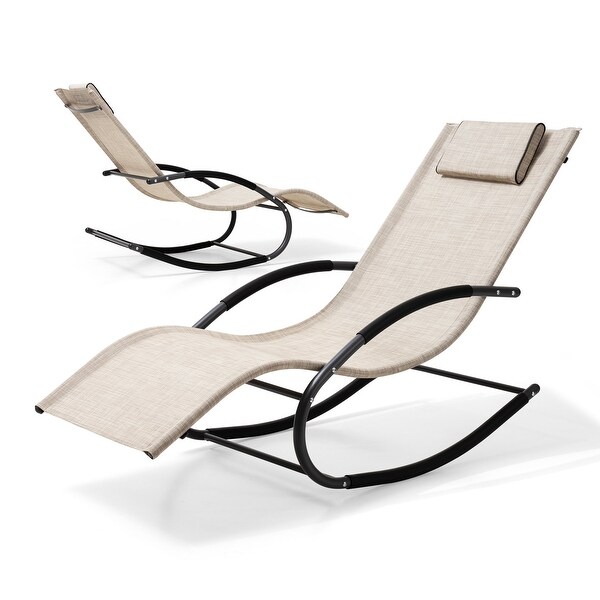 Pellebant Patio Rocking Chairs Chaise Lounge Chairs (Set of 2)