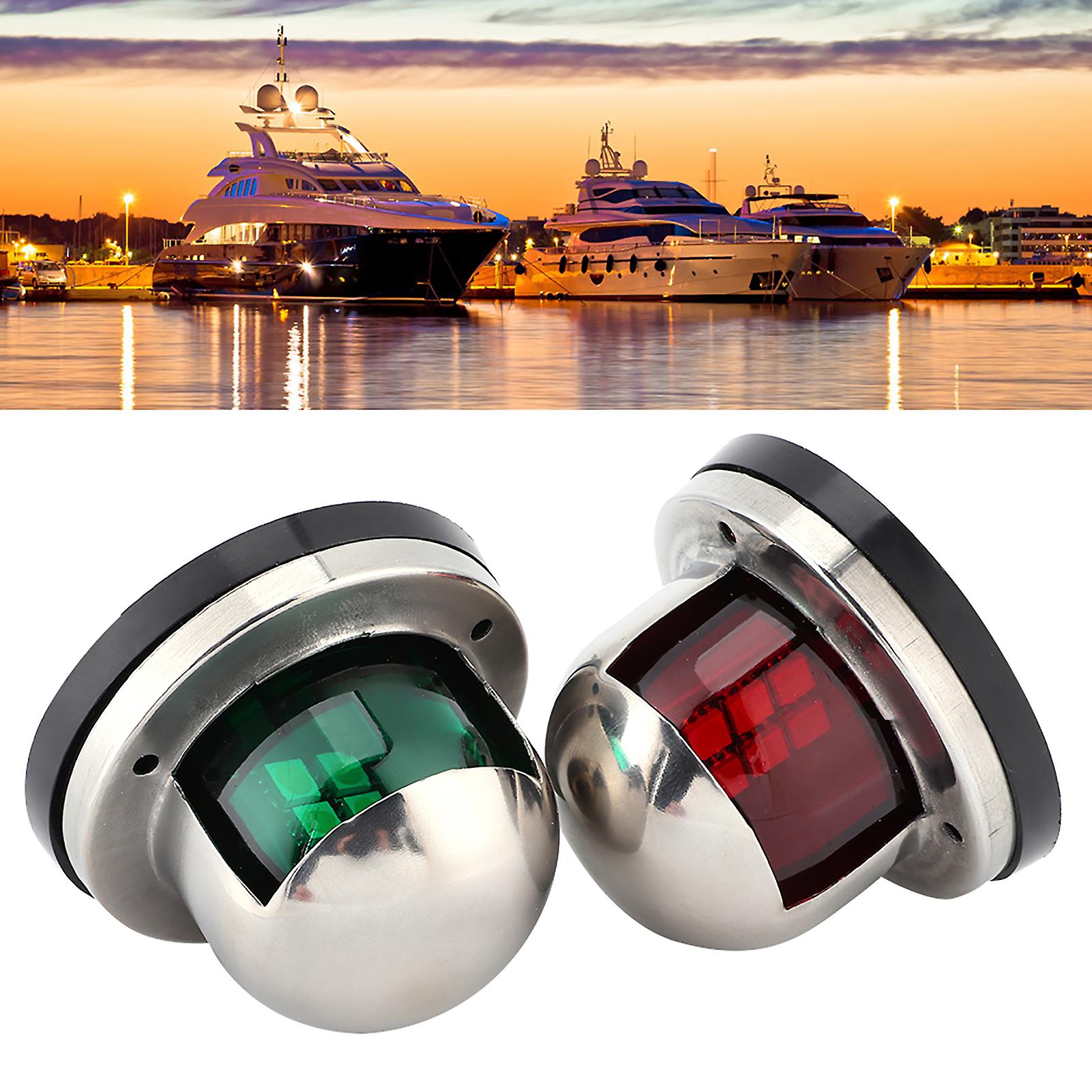 2pcs 12v Red Green Led Navigation Lights Stainless Steel Sailing Lamp For Marine Boat Yacht