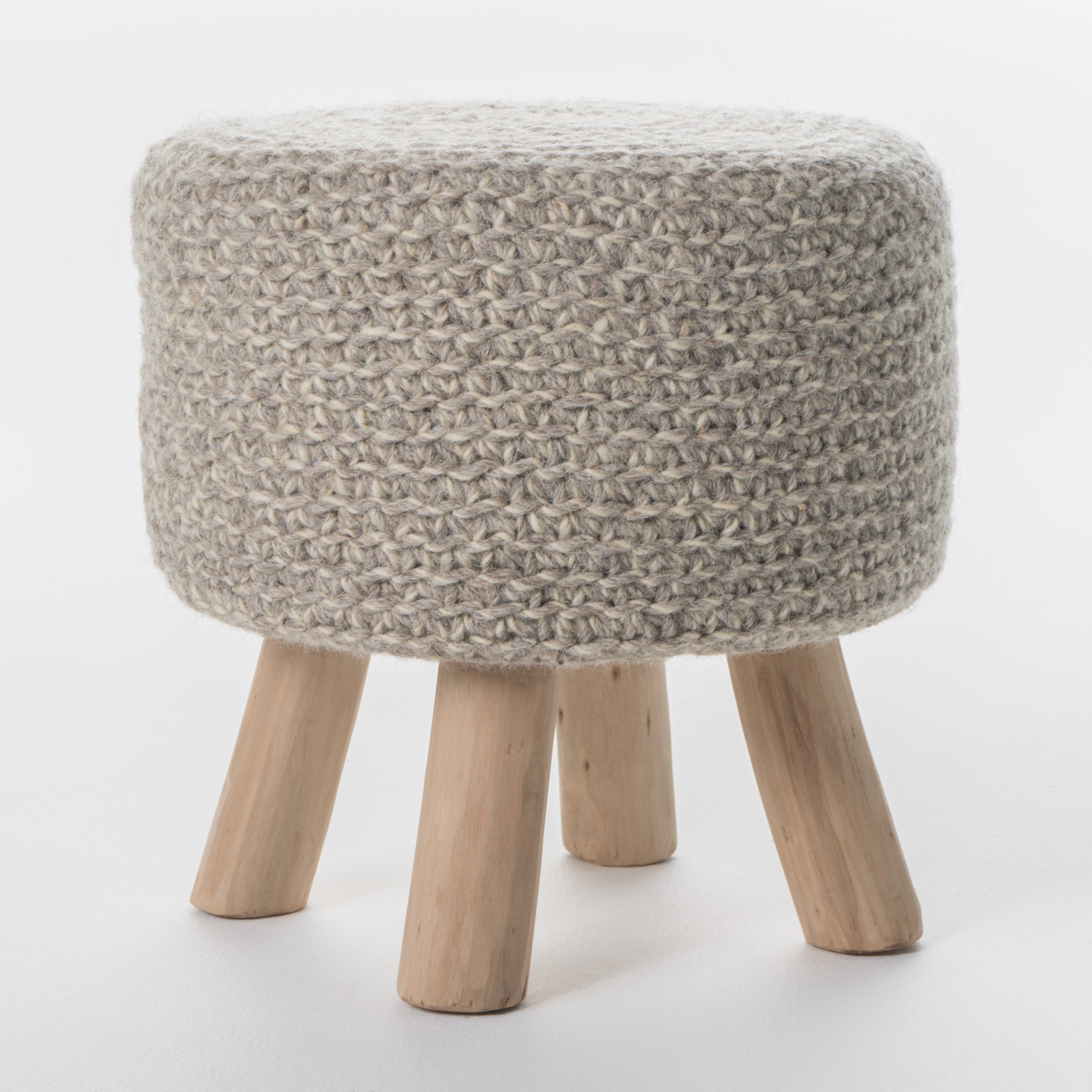 Ponelli Handcrafted Boho Wool Ottoman Stool