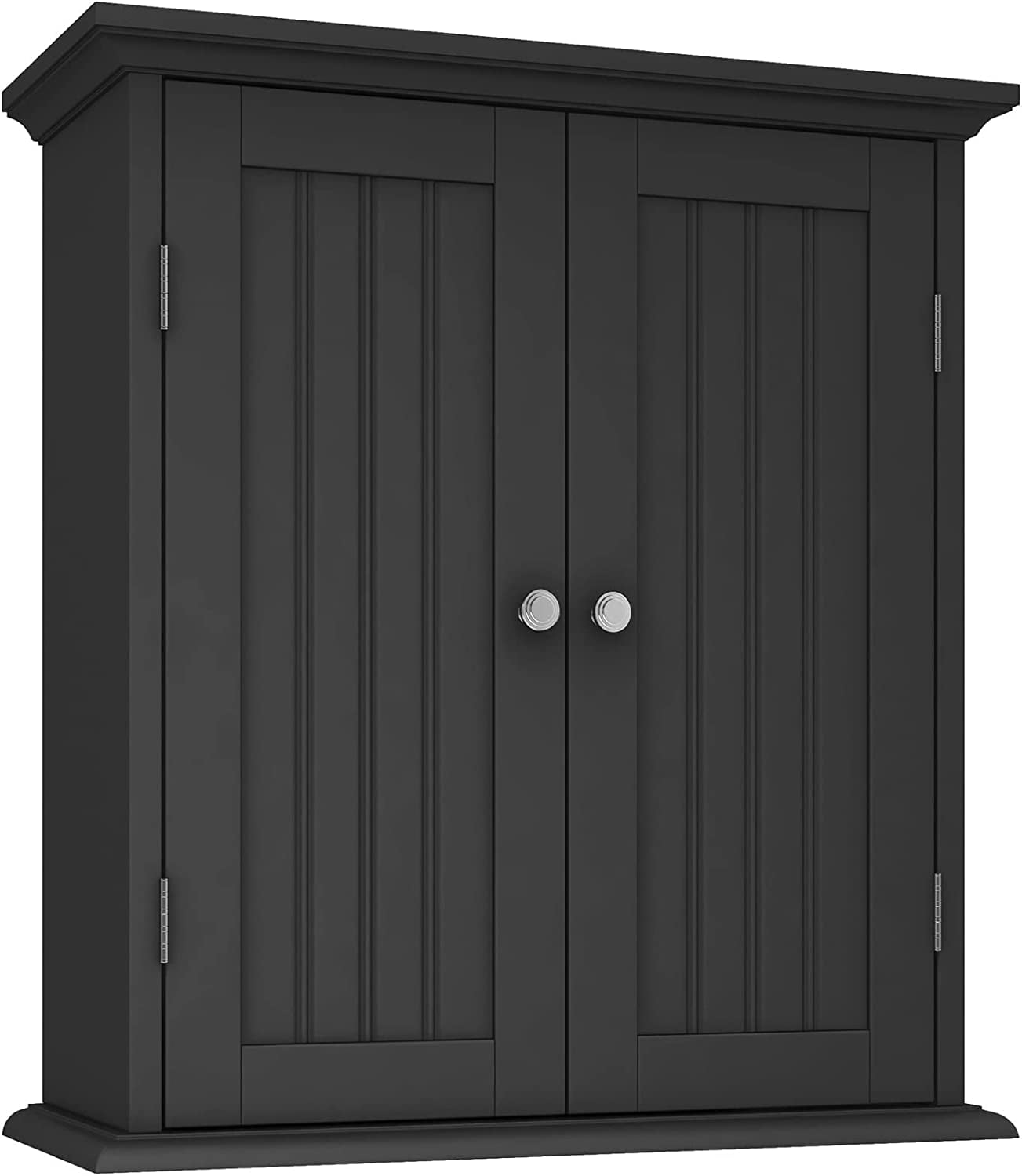 Bathroom Wall Cabinet, Over The Toilet Space Saver Storage Cabinet, Medicine Cabinet with 2 Door and Adjustable Shelves, Cupboard (Black)