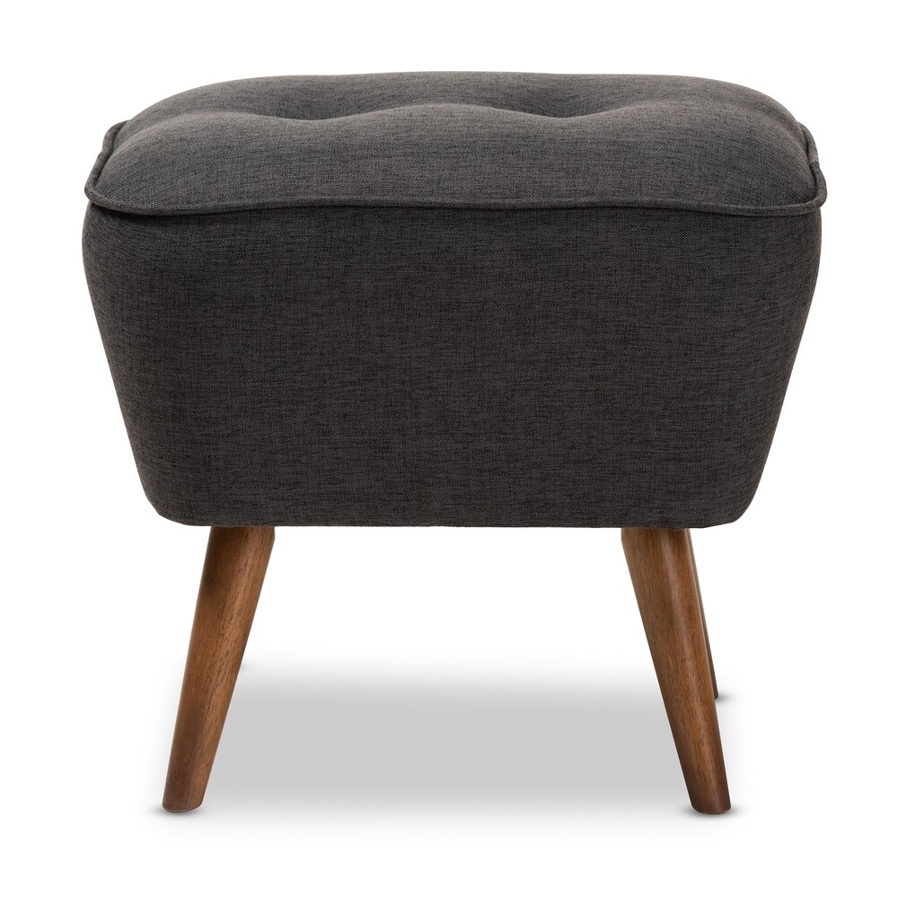 Mid Century Fabric Upholstered Ottoman by Baxton Studio