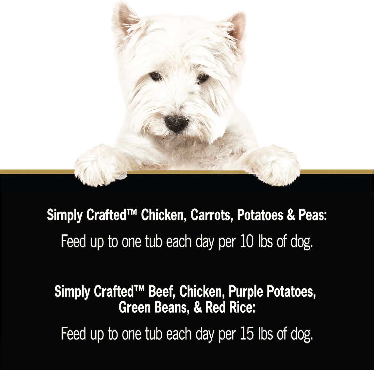 Cesar Simply Crafted Variety Pack Chicken， Carrots， Potatoes and Peas， and Beef， Chicken， Purple Potatoes， Green Beans and Red Rice Wet Dog Food Topper