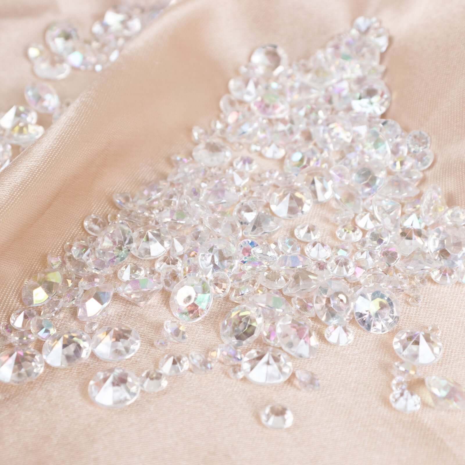 4000 Pcs Iridescent Acrylic Diamond Vase Fillers Table Scatters, DIY Craft Beads Wedding Table Confetti - 3mm, 6mm, 10mm