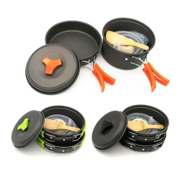 Factory sales hiking products cooking pot set outdoor non stick cookware camping kitchen tool set