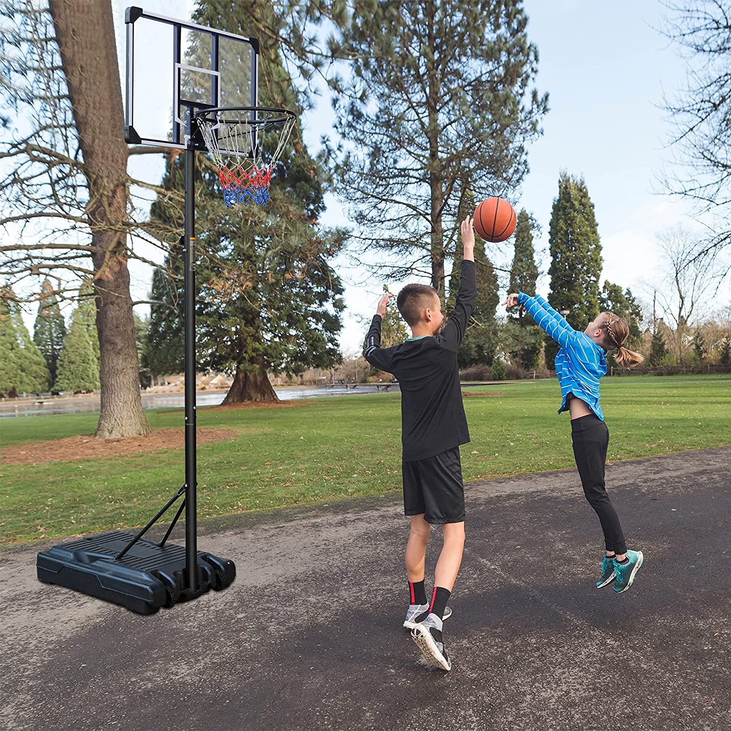 HooKung Portable Basketball Hoops and Goals 35.4 '' Backboard Basketball System Height Adjustable 6.2ft -8.5ft for Adult Teenagers Indoor Outdoor Use