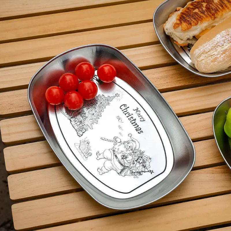 Hot Selling Outdoor Hiking BBQ Food Stainless Steel Plate