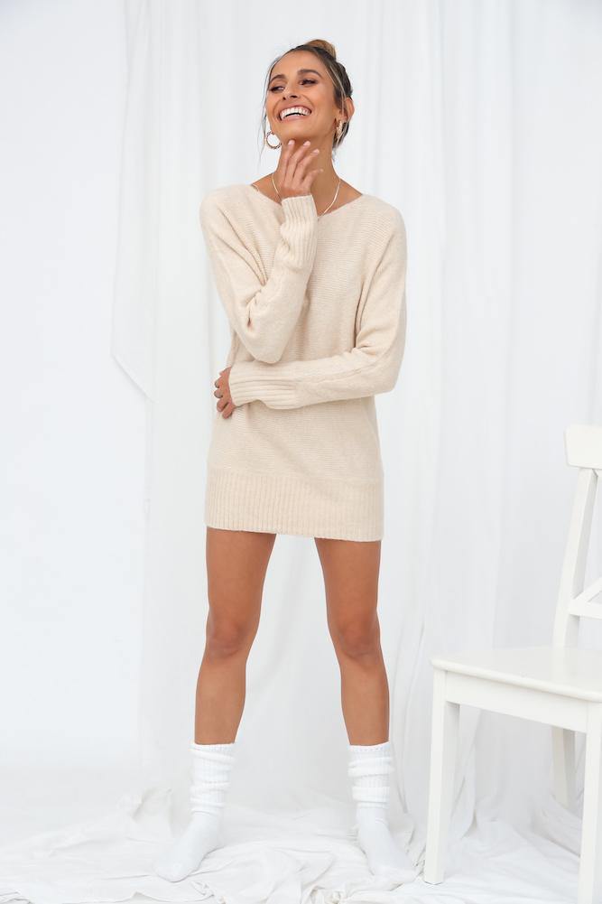 Not My Reality Knit Jumper Beige