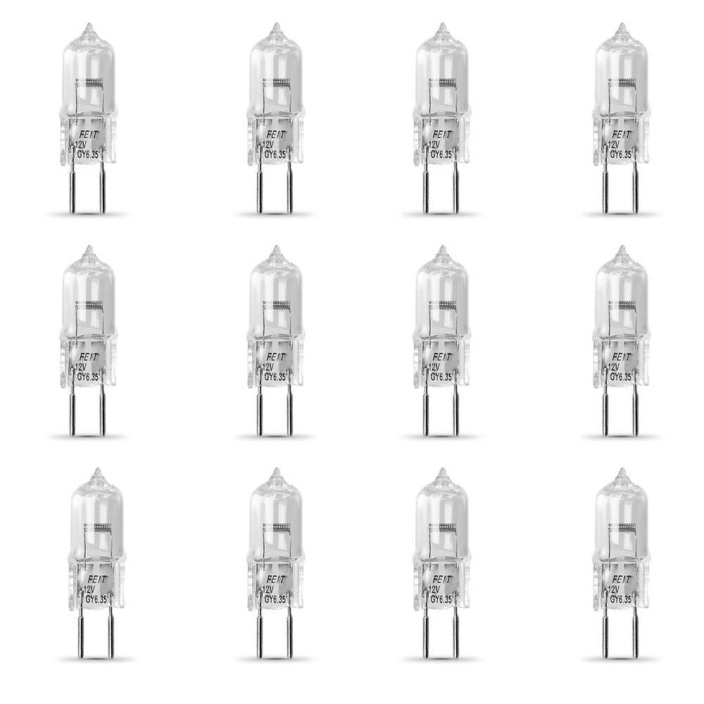 Feit Electric 50-Watt Warm White (3000K) T4 GY6.35 Bi-Pin Dimmable Halogen 12-Volt Light Bulb (12-Pack) BPQ50T412