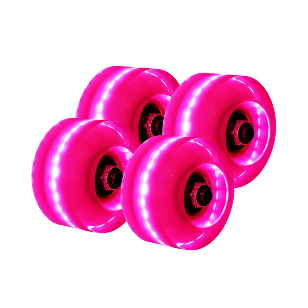 Egmy Luminous Light Up Quad Roller Skate Wheels With Bankroll Bearings Installed 4Pc