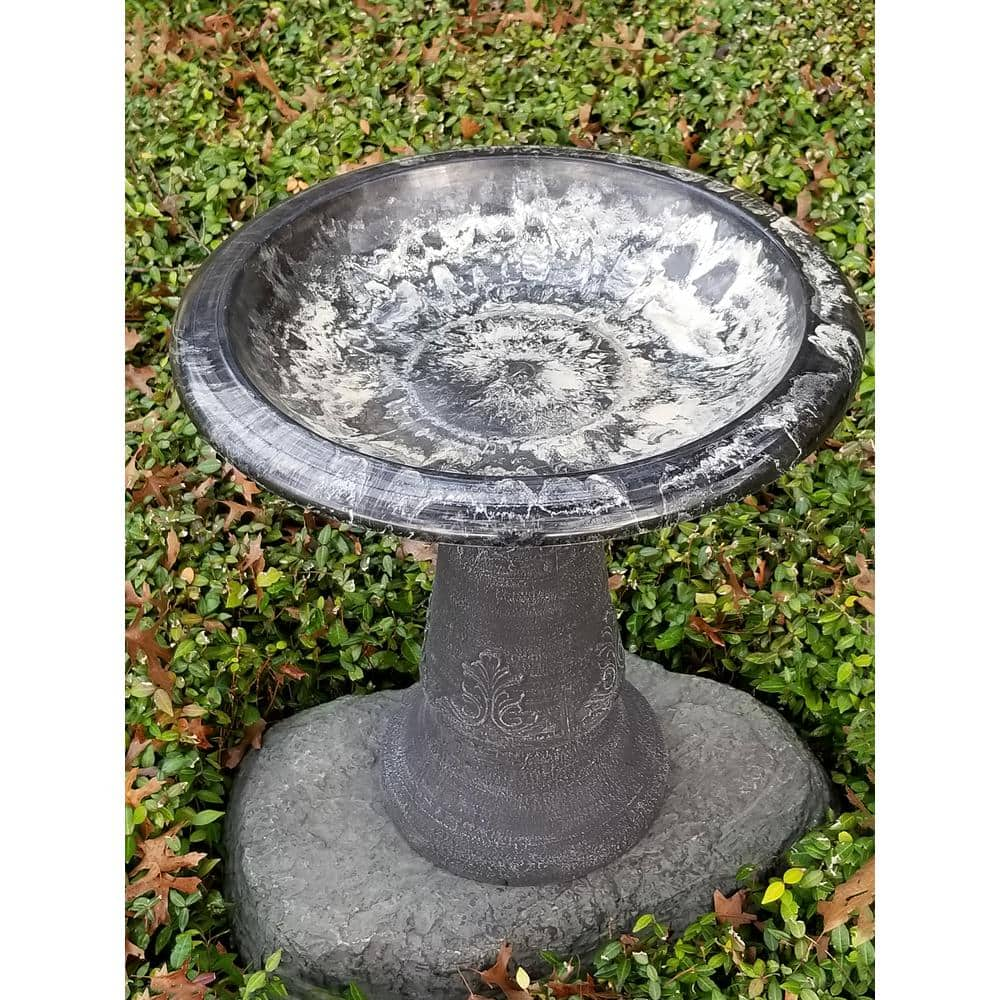 Exaco 20.5 in. H x 20 in. W Endura Clay Bird Bath Blue/Black FM-0203B