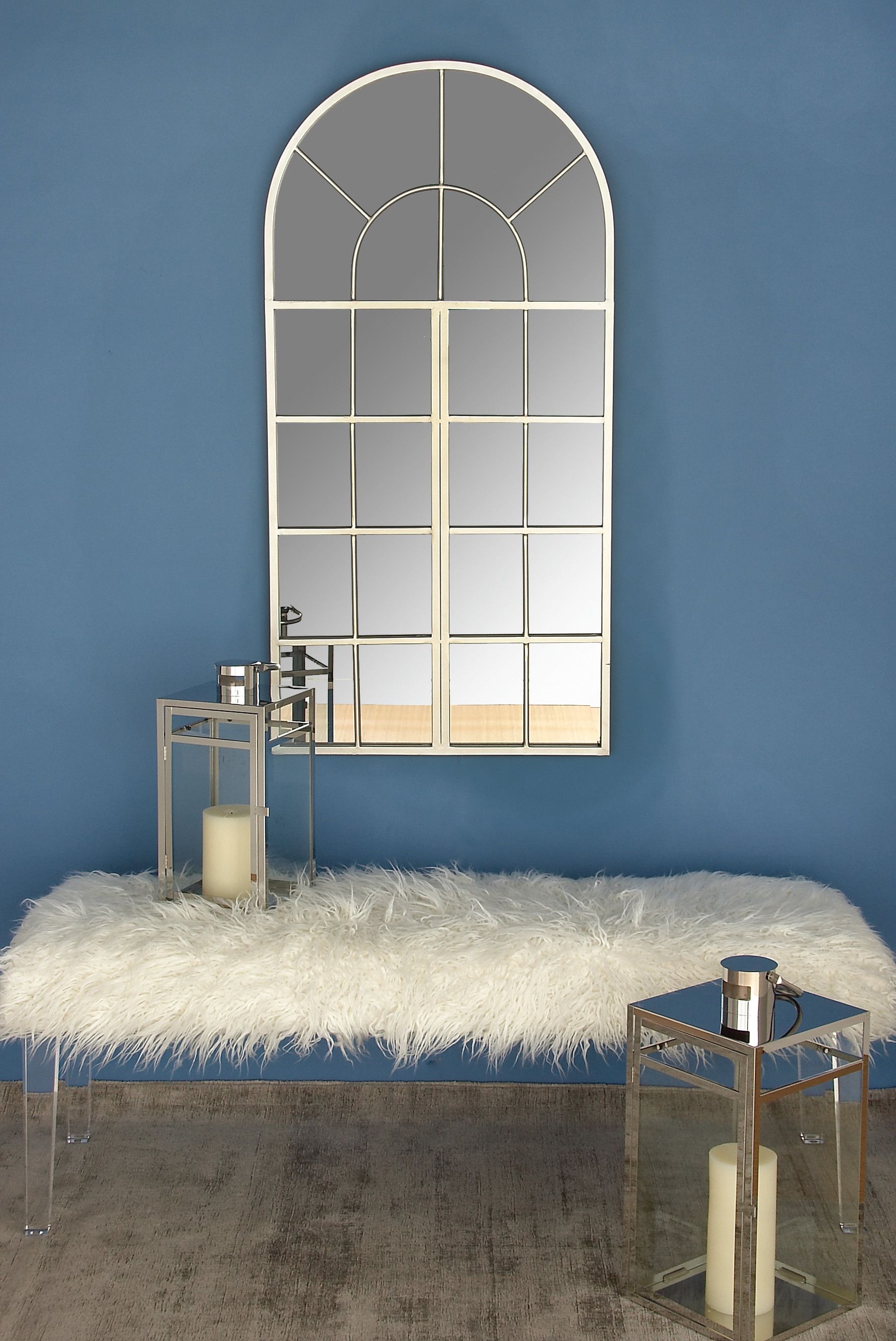 White Traditional Metal Wall Mirror 48 x 24