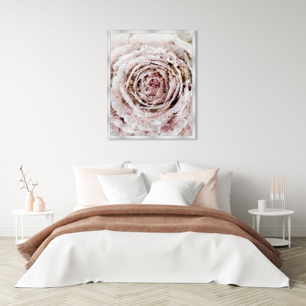 Blush Pink and White Rose Flower Farmhouse Frame Art Print for Entry Way