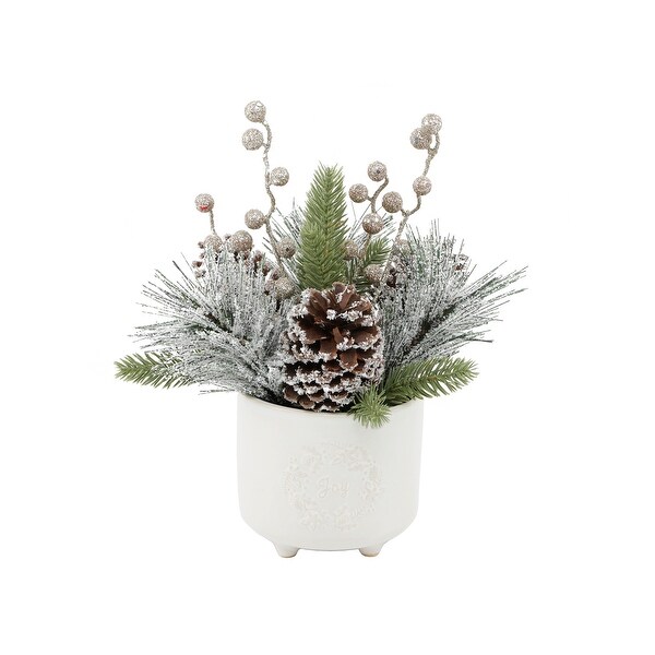 Xmas Mix in Joy Wreath Ceramic Footed Pot