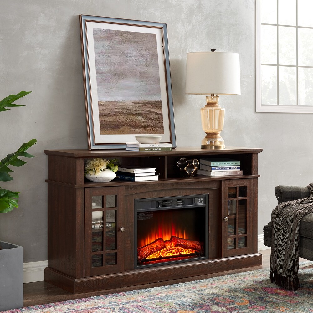 Rustic Fireplace TV Console with 23\