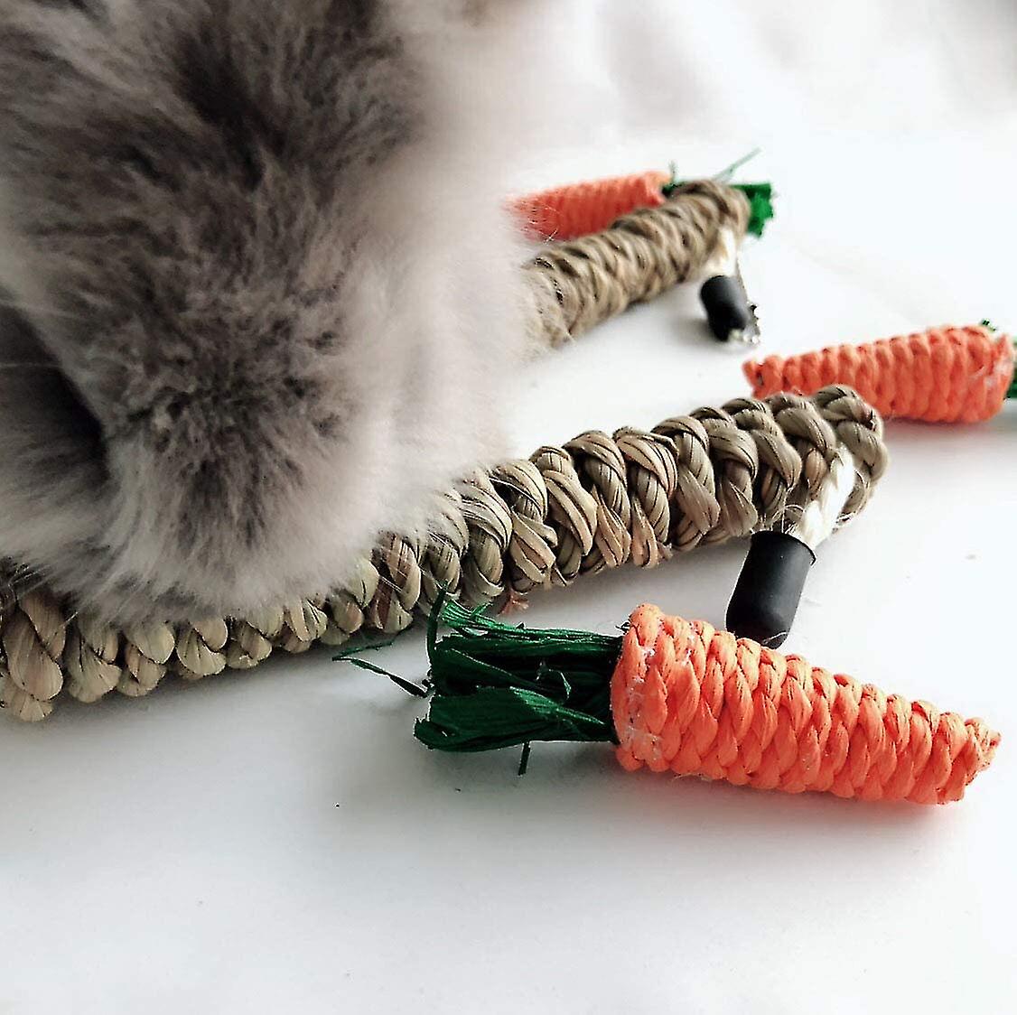 Pet Rabbit Toy Tree Bunny Fun Chew Toy Rattan Grass Scratcher Climbing Tree Play Carrot Toy For Small Animal