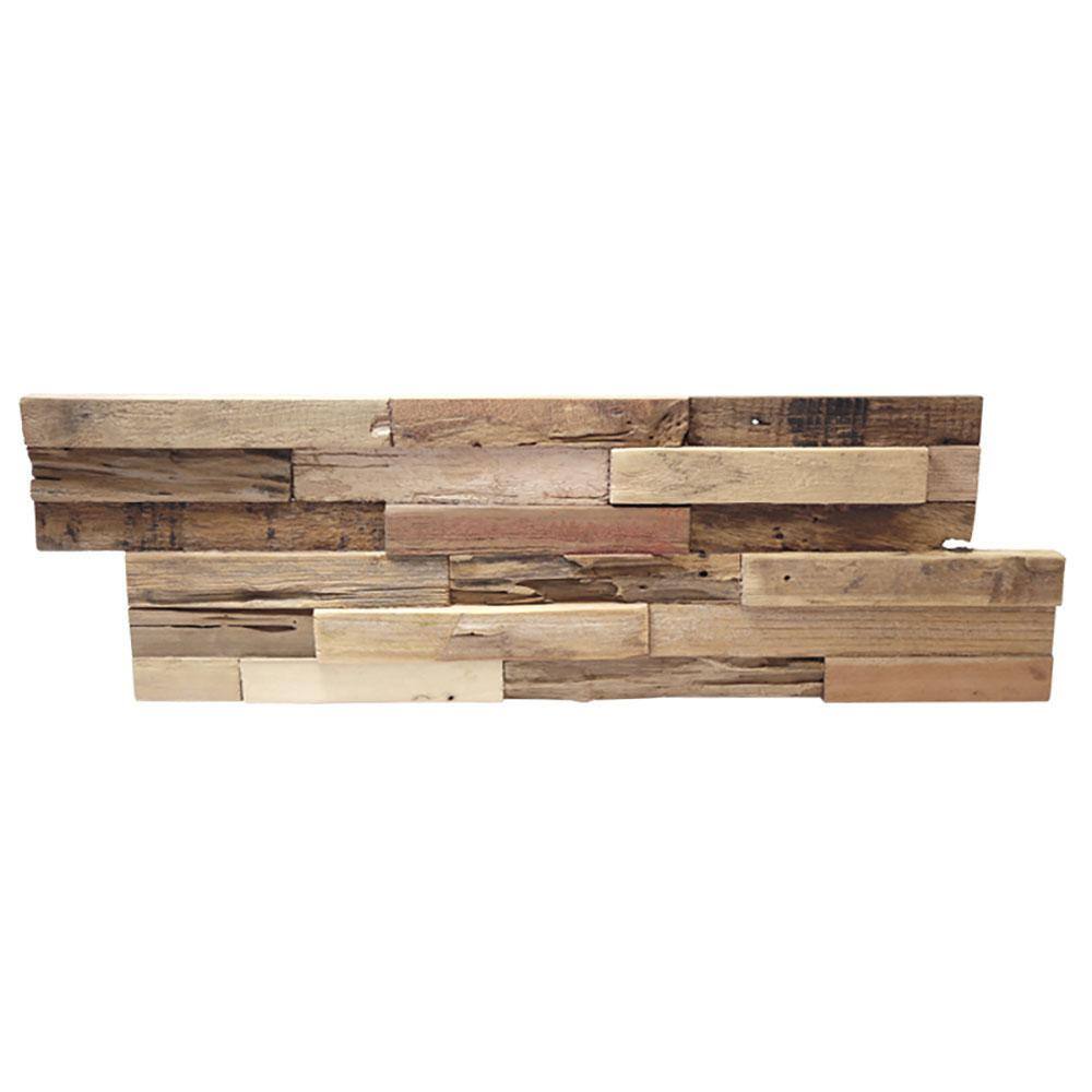 WALL!SUPPLY 0.79 in. x 7.09 in. x 19.49 in UltraWood Teak Colorado Jointless Z-shape Interlocking (10-Pack) 22760110