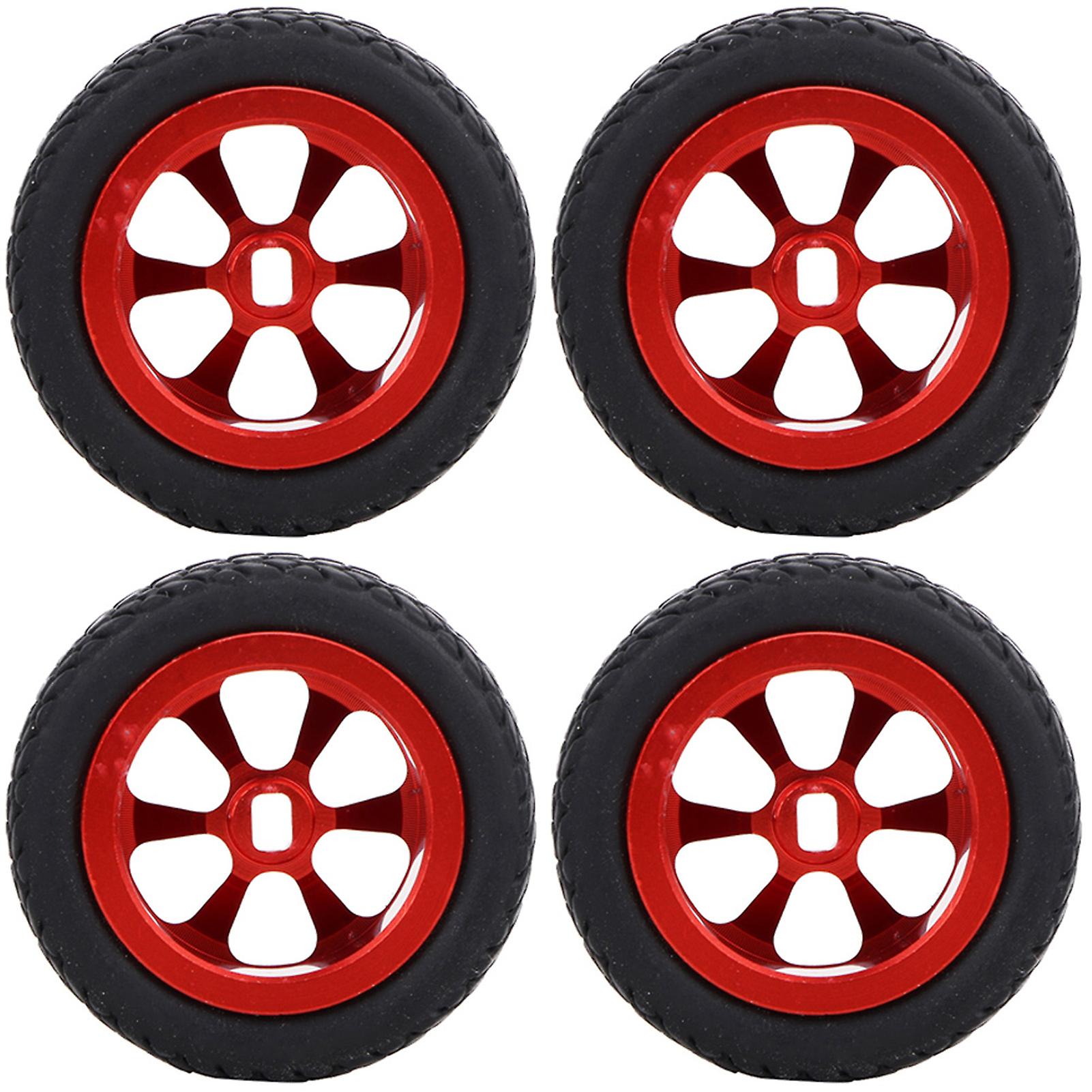 4pcs Rc Car Model Accessories Fit For Wltoys 1/28 K989-53 Rc Aluminum Tires(red)