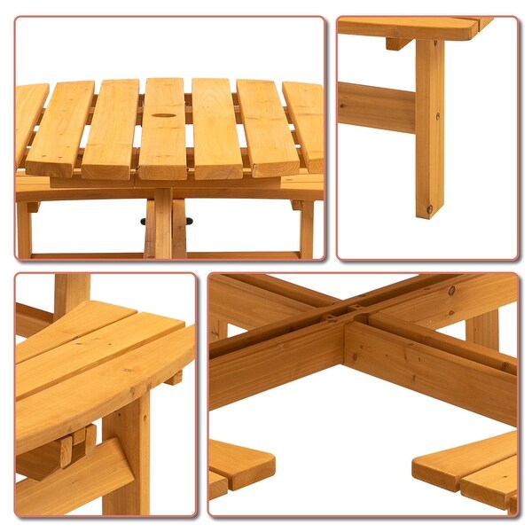 Classic Farmhouse Style Wooden Picnic Table with Integrated Benches