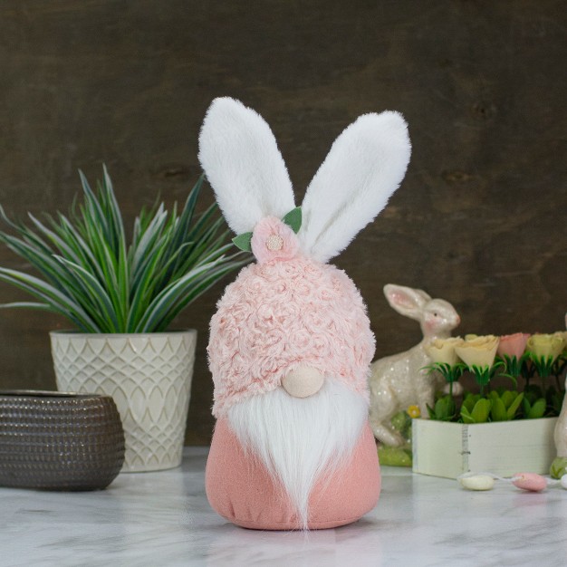 Pink And White Easter And Spring Gnome Head With Bunny Ears