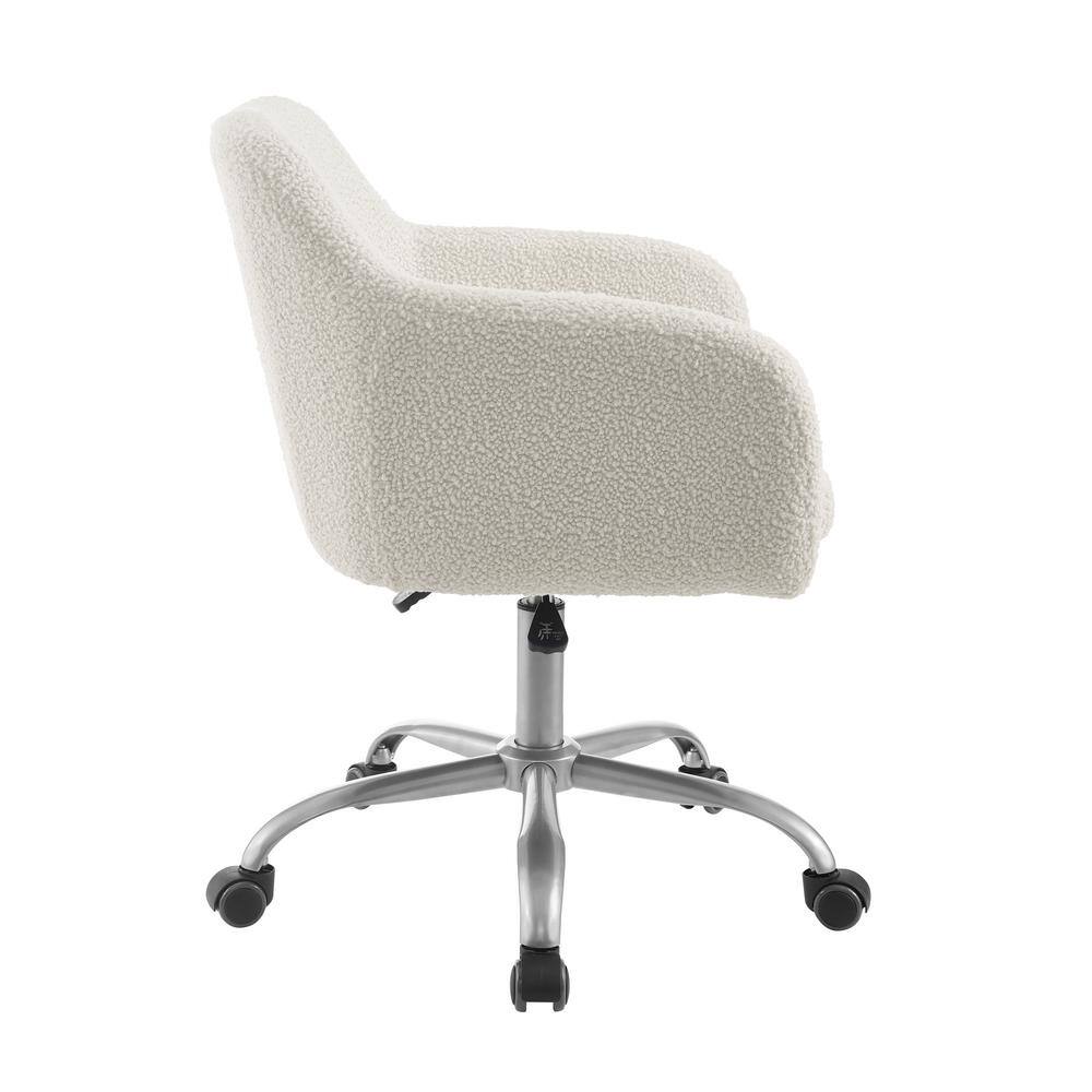 Linon Home Decor Barnes Cream Sherpa Upholstered 17 in. - 21 in. Adjustable Height Office Chair THD02669