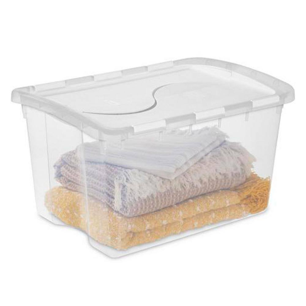 Sterilite 48-Quart Plastic Storage Bin with Hinged Lid  Handles Clear (6 Pack) 6 x 19148006