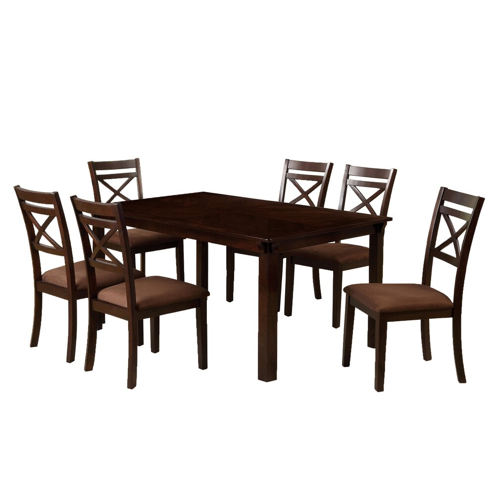 Wivo Contemporary Brown Solid Wood 7 Piece Dining Set by Furniture of America