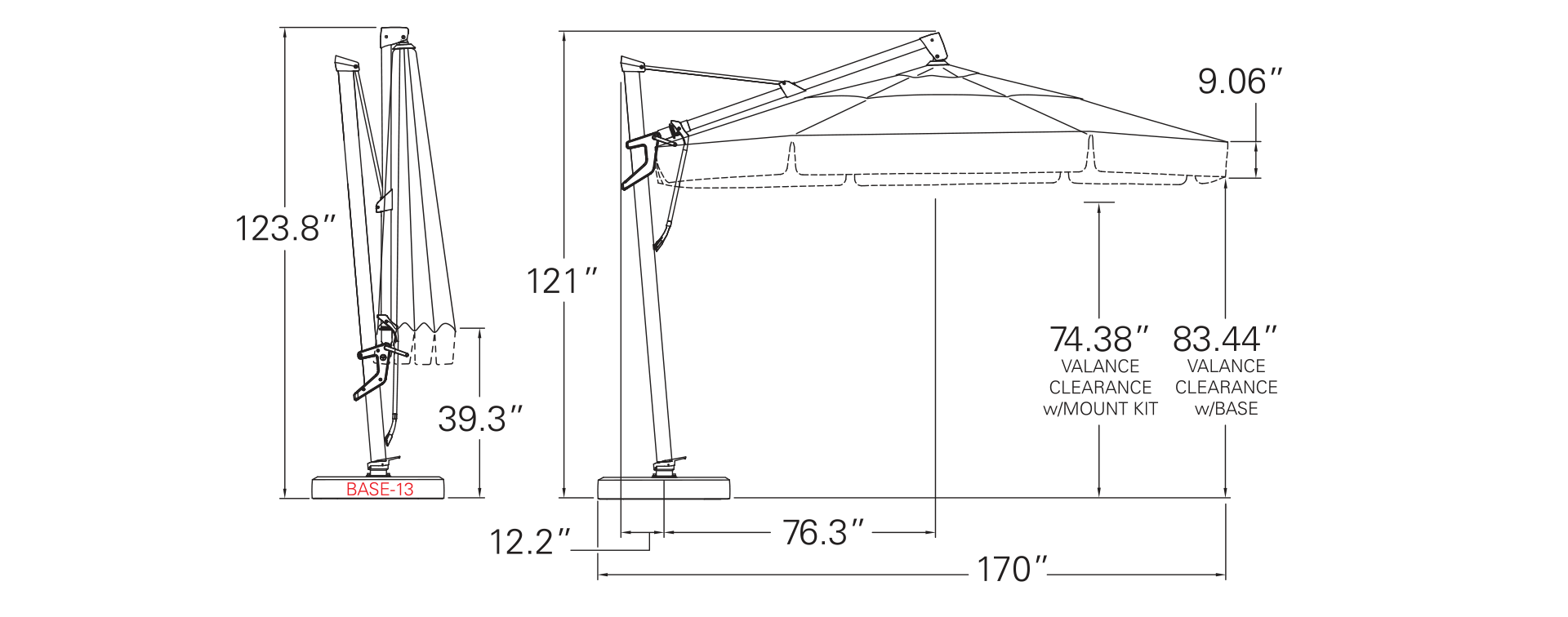 Treasure Garden 13' Starlux AKZ Plus Cantilever Umbrella