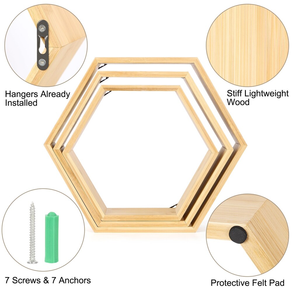 Wall Mounted Hexagon Floating Shelves