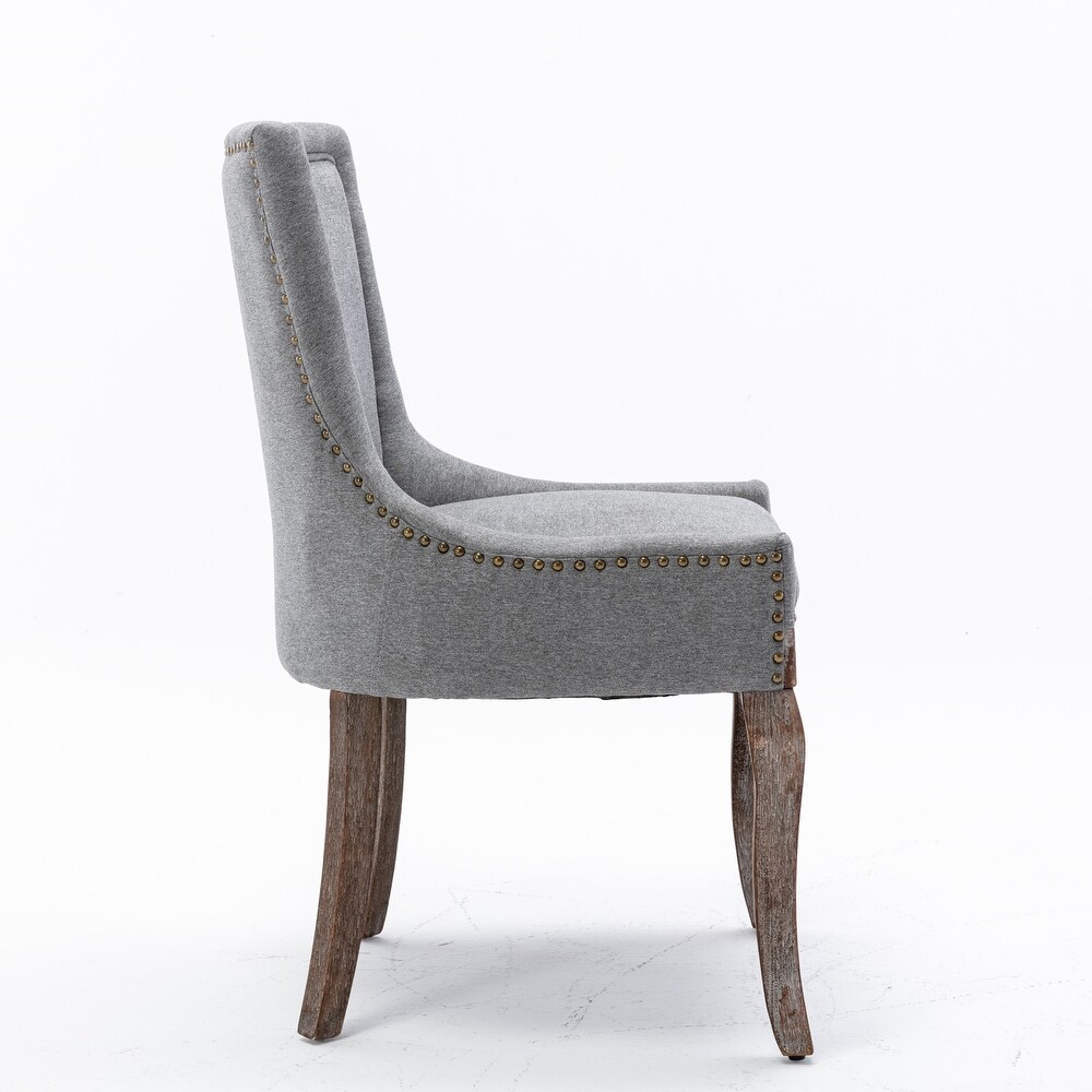 Thickened Fabric Dining Chair with Neutrally Toned Solid Wood Legs