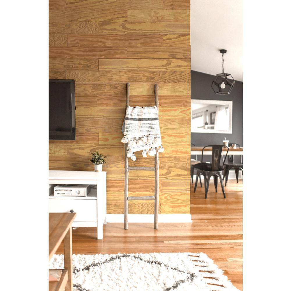 Thermo-treated 14 in. x 5 in. x 4 ft. Gold Grain Wood Wall Planks 10 Sq. Ft. Per Pack RichM801WRug12