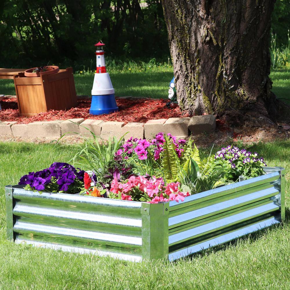 Sunnydaze Decor 48 in. Rectangle Raised Galvanized Steel Garden Bed RCM-LG481