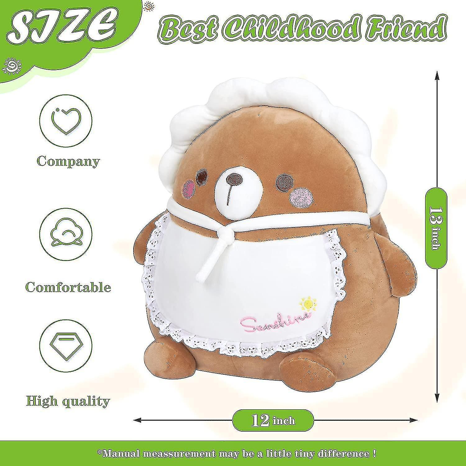 Stuffed Animal Bear Pillow Cute Apron Wildlife Plush Toy Sofa Cushion Office Decoration Gift For Boy