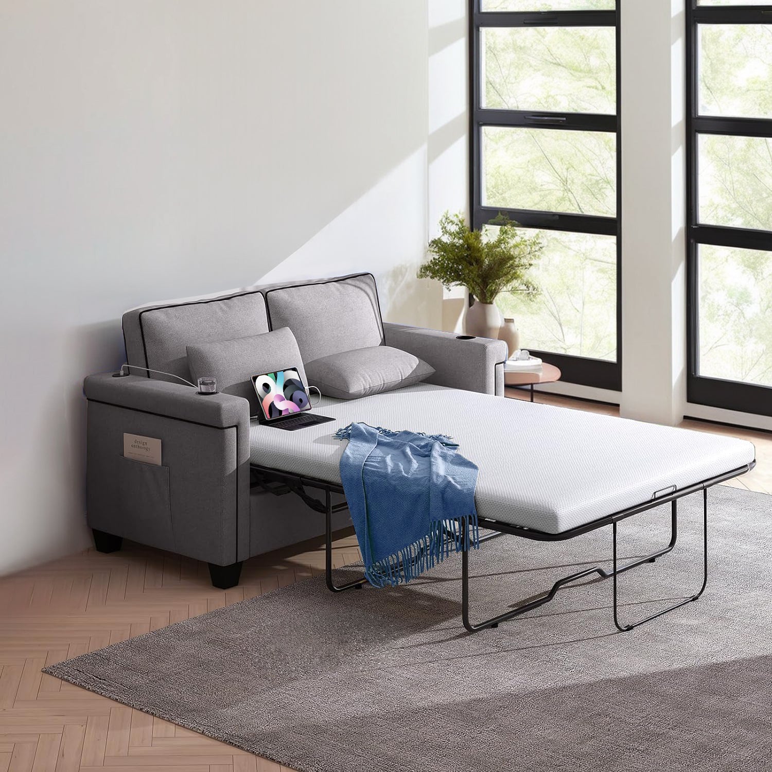 Pull Out Sofa Bed Sleeper Couch Convertible Sleeper Sofa with Memory Foam Mattress