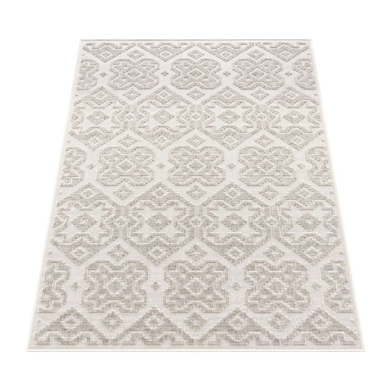 In- and Outdoor Rug Marrakesh Trellis Pattern with High/Low Effect