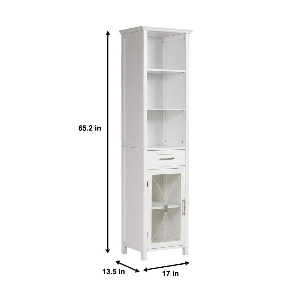 Teamson Home Victorian 17 in W x 65 in H x 1312 in D Bathroom Linen Storage Cabinet in White