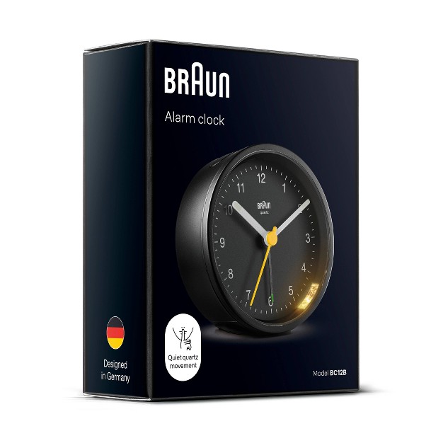 Braun Classic Analog Alarm Clock With Snooze And Light Black