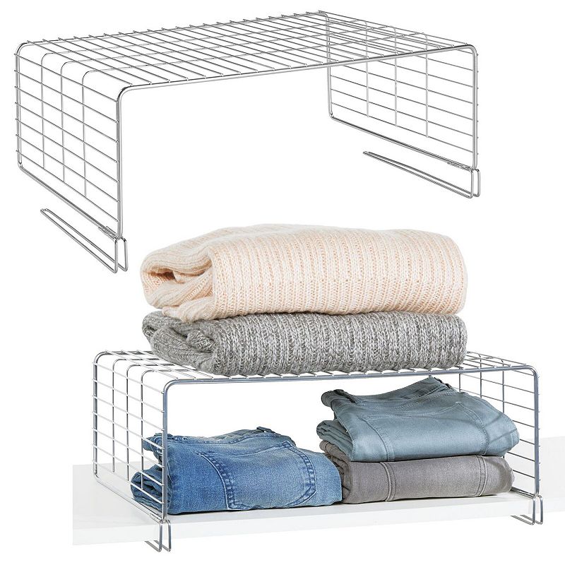 mDesign Metal Wire 2-Tier Closet Shelf Divider and Separator， 2 Pack