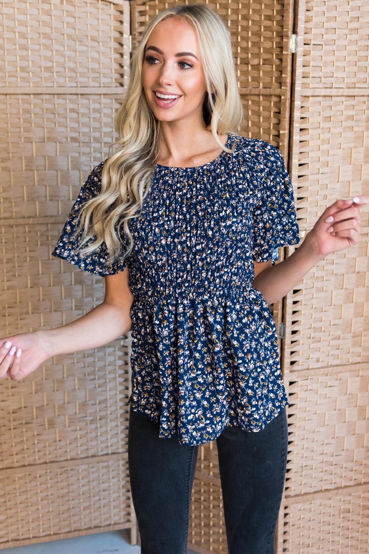 Midnight Blues Modest Blouse