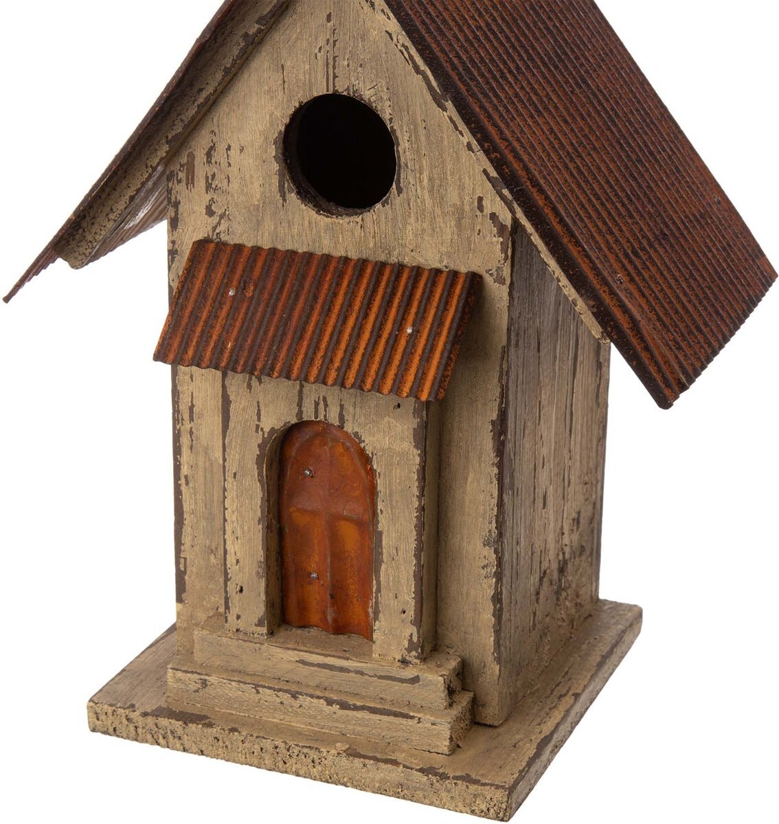 Glitzhome Distressed Solid Wood Bird House， 13.11-in