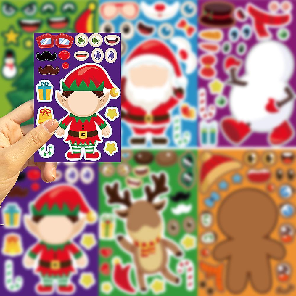 Born Pretty 32sheets Children Diy Puzzle Sticker Santa Christmas Tree Socks Face Assemble Stickers Kids Toys Boys Girls Gifts