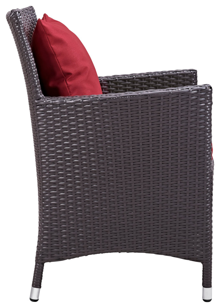 Espresso Red Convene 7 Piece Outdoor Patio Dining Set   Tropical   Outdoor Dining Sets   by GwG Outlet  Houzz