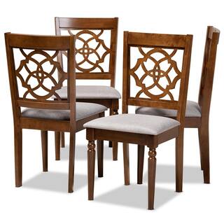 Baxton Studio Lylah Grey and Walnut Fabric Dining Chair (Set of 4) 167-9876-HD