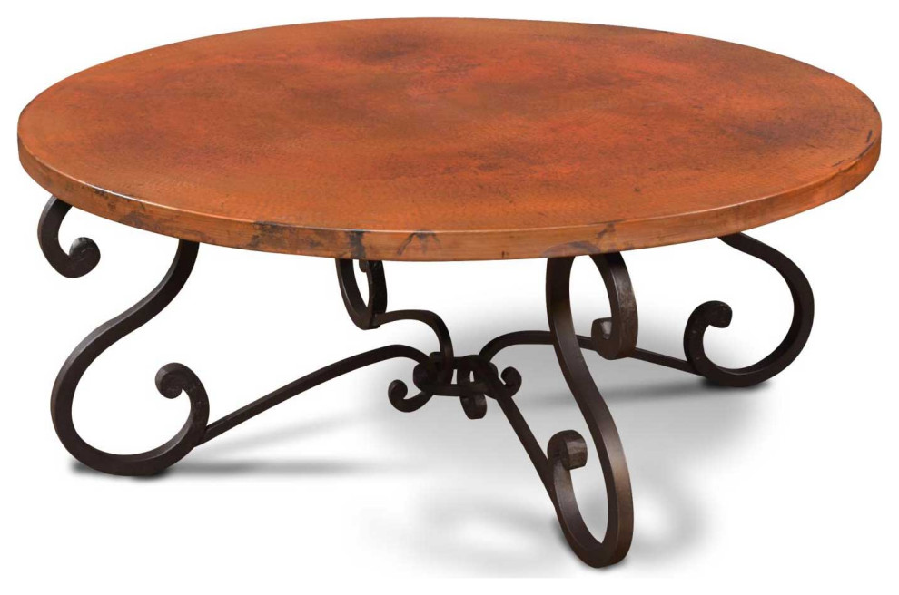 Laredo Round Copper Coffee Table   Mediterranean   Coffee Tables   by san carlos imports llc  Houzz